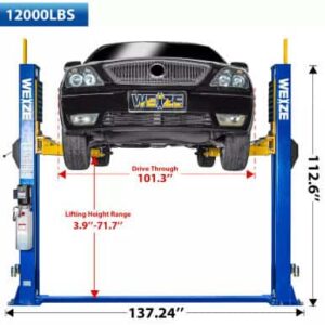 Alternative view of WEIZE PLA-1029 12,000lbs 2-Post Car Lift – Professional Garage Hoist